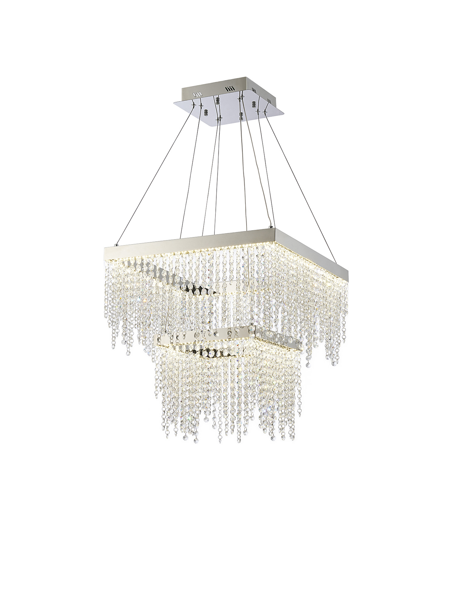 IL32863  Bano Square Dimmable 2 Tier Pendant 47W LED Polished Chrome